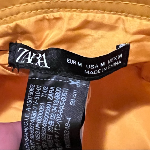 Zara Water Repellent Bucket Hat Size Medium Yellow - Picture 8 of 11